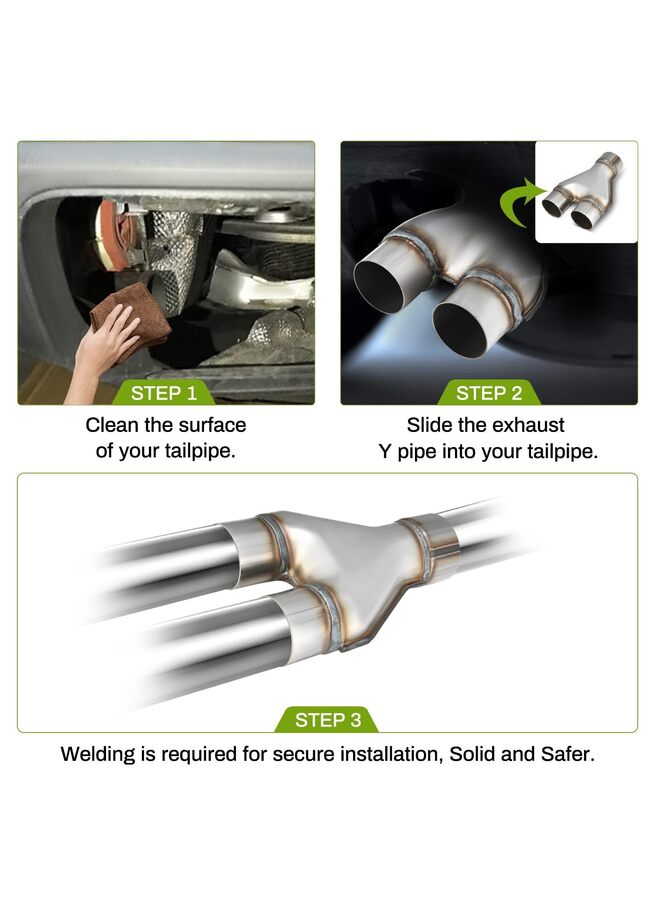 LAMAY Stainless Steel Exhaust Y Pipe, Single to Dual Exhaust Adapter Connector Stainless Steel Exhaust Y-Pipe Adapter for Car Modification (Size : 76-76MM) - Image 5